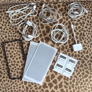 5 lightening charging cables, Belkin Audio+Charge & 2 privacy screen protectors